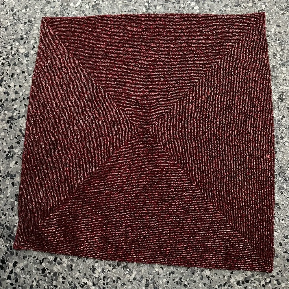 Pottery Barn Red Beaded Square Placemats  15